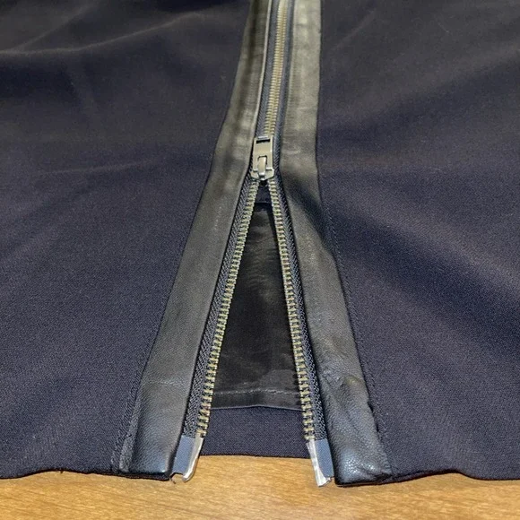 J. Lindeberg Skirt Women 8 / 10 40 Black Genuine Leather Trim Business Wedding - Picture 5 of 9